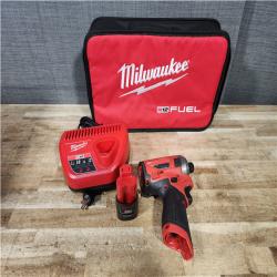 Houston Location AS-IS Milwaukee FUEL SURGE 12V Lithium-Ion Brushless Cordless 1/4 in. Hex Impact Driver Compact Kit