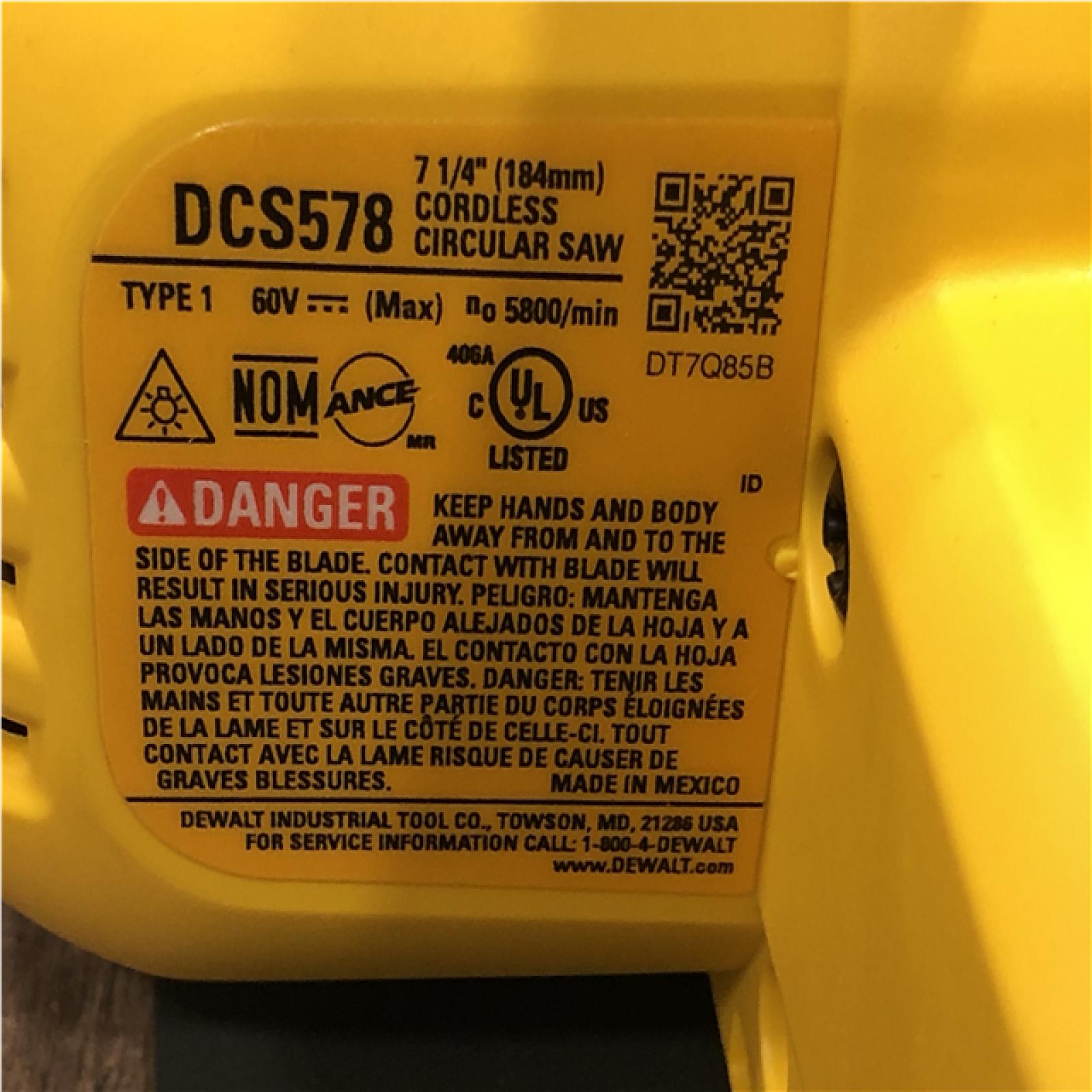 AS-IS DEWALT FLEXVOLT 60V MAX Cordless Brushless 7-1/4 in. Circular Saw with Brake (Tool Only)