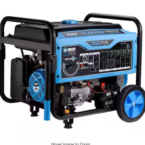 DALLAS LOCATION - Pulsar 13,000/10,000 -Watt Dual-Fuel Gasoline and Propane with Push to Start Portable Home Power Generator, CO Shutoff