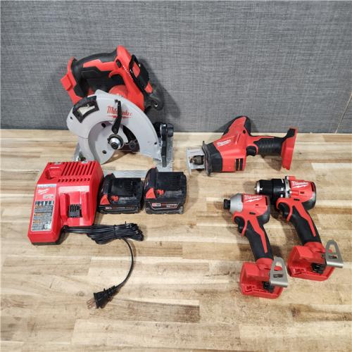 HOUSTON LOCATION - AS - IS Milwaukee 4 Tool Combo Kit W/ (2) Battery & Charger