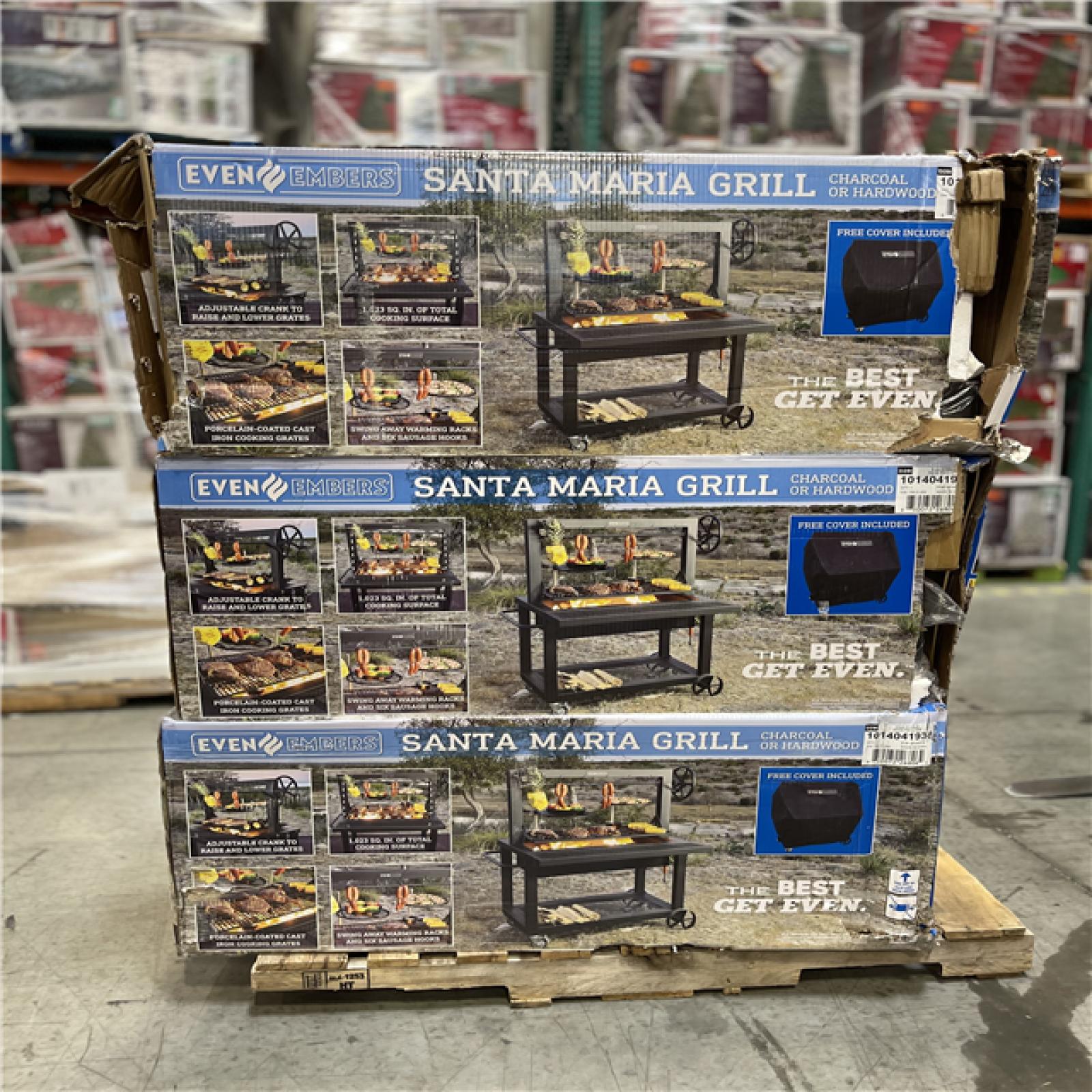 DALLAS LOCATION- Even Embers Santa Maria Charcoal and Wood Grill in Black with Cover Included (3 UNITS)