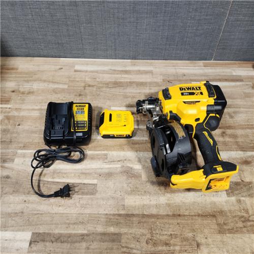 HOUSTON LOCATION - AS - IS DEWALT 20V MAX Lithium-Ion 15-Degree Electric Cordless Roofing Nailer Kit