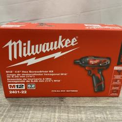 NEW - Milwaukee 12V Lithium-Ion Cordless 1/4 in. Hex Screwdriver Kit