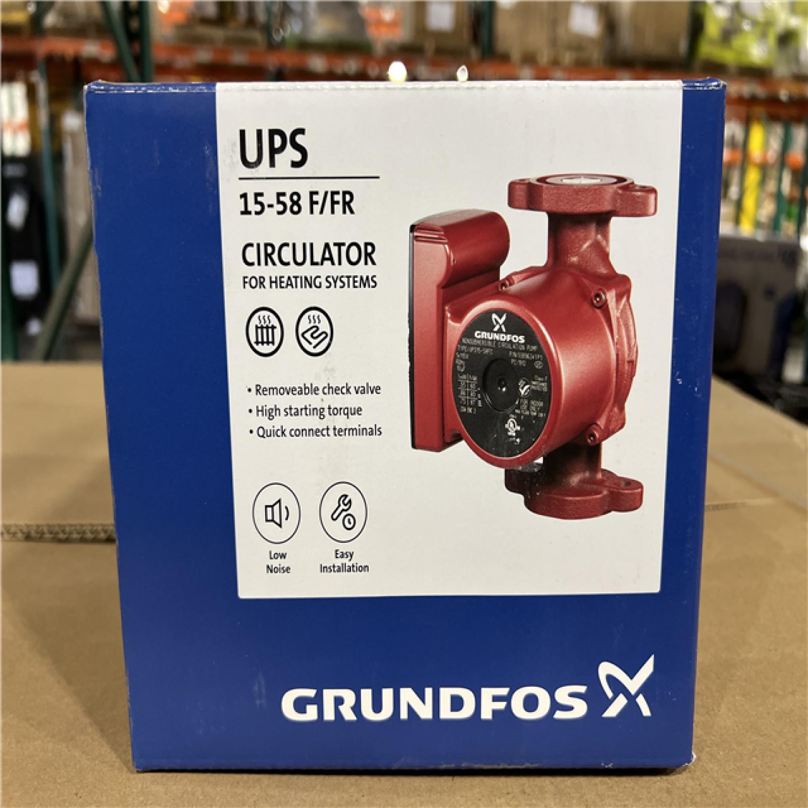 NEW! - Grundfos UPS15-58FC 1/25 HP 115-Volt 3-Speed Circulator Pump