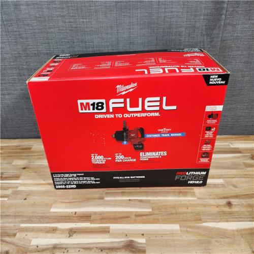 HOUSTON LOCATION - AS-IS (NEW) Milwaukee M18 FUEL 18V Lithium-Ion Brushless Cordless 1 in. Impact Wrench with D-Handle Kit with (2) FORGE 12.0 Ah Batteries