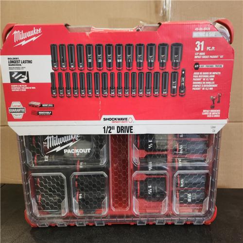 Phoenix NEW Milwaukee SHOCKWAVE Impact-Duty 1/2 in. Drive Metric and SAE Deep Well Impact PACKOUT Socket Set (31-Piece)