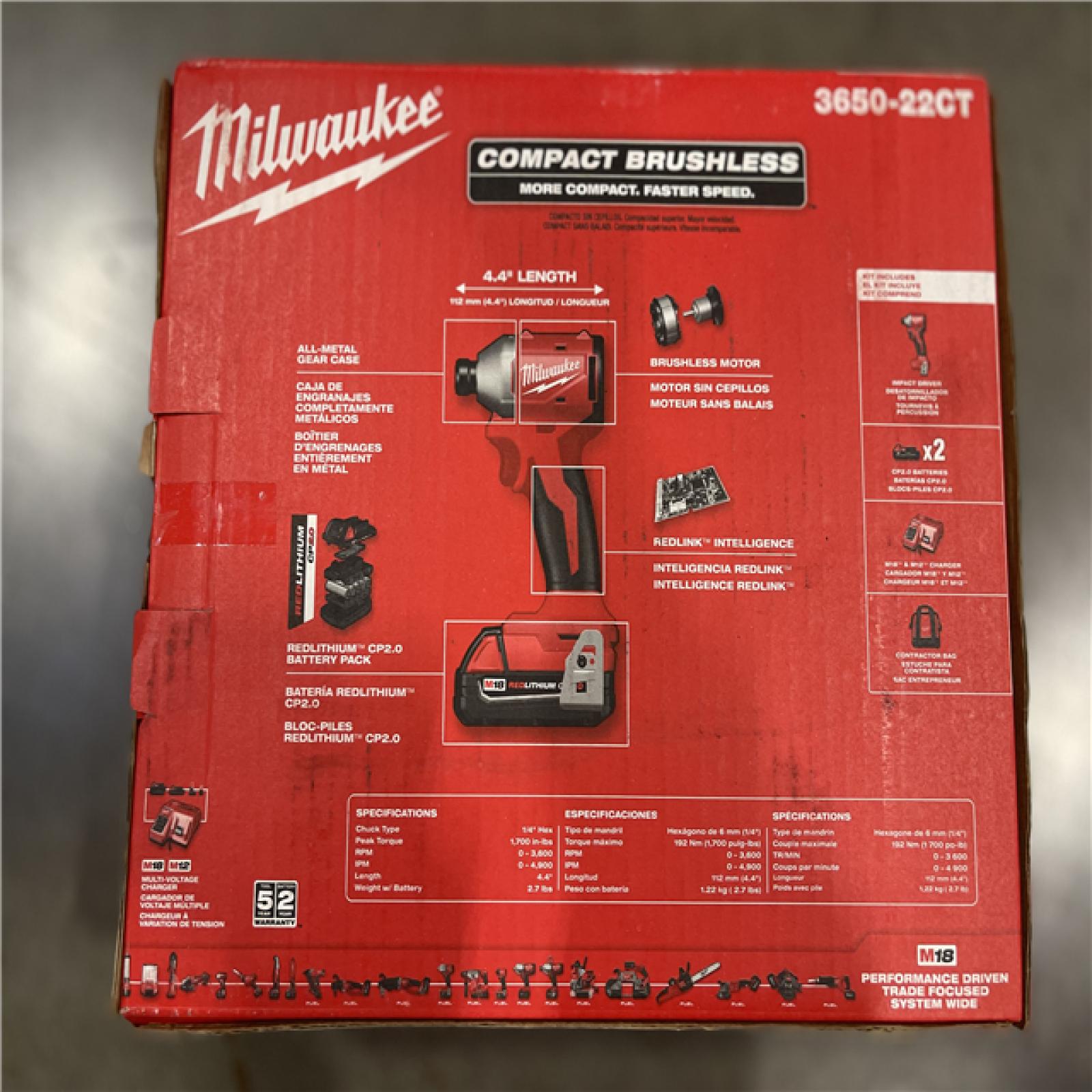 NEW! - Milwaukee M18 18V Lithium-Ion Brushless Cordless 1/4 in. Impact Driver Kit with Two 2.0 Ah Batteries and Charger
