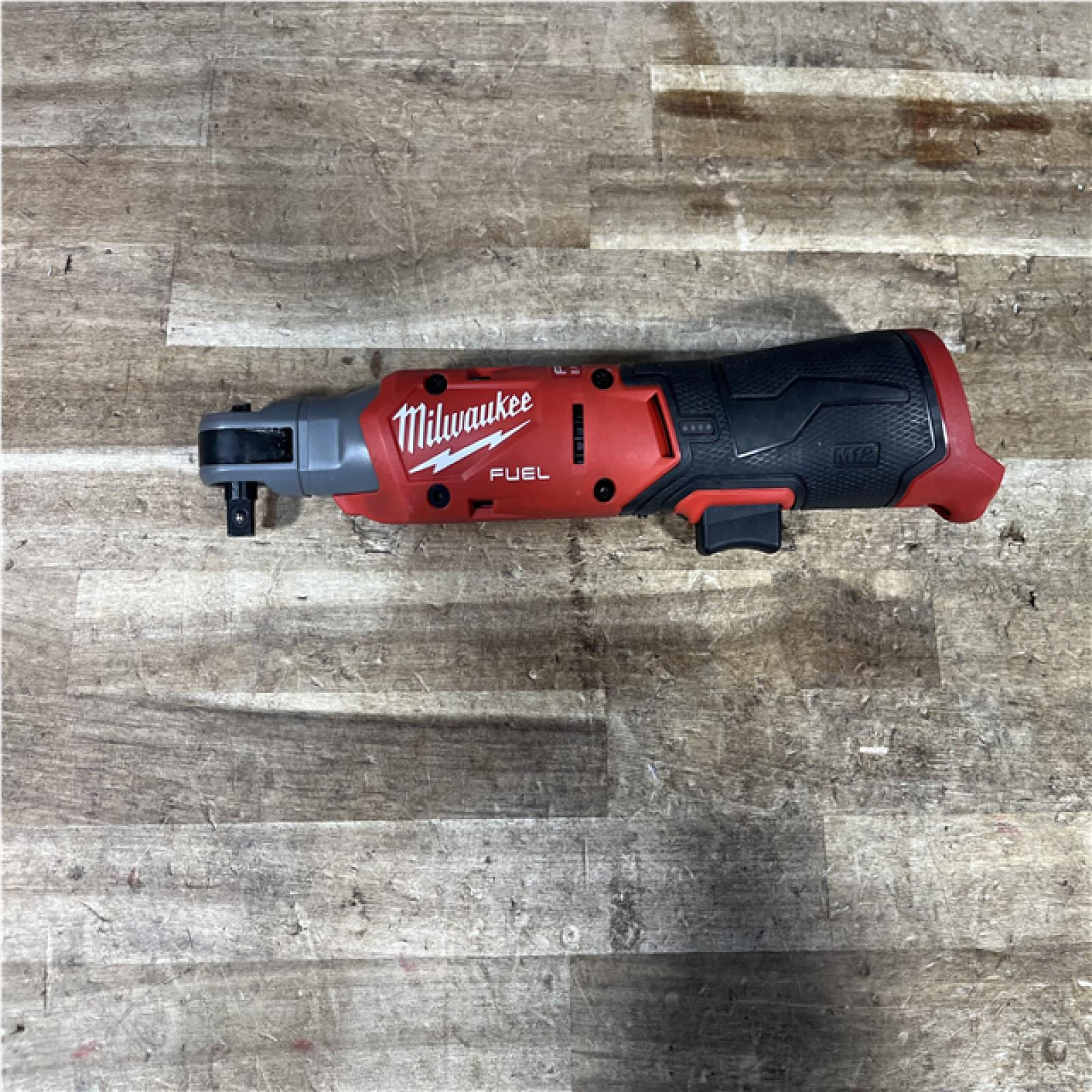 Houston Location AS-IS Milwaukee FUEL 12V Lithium-Ion Compact 3/8 in. Cordless Ratchet (Tool-Only)