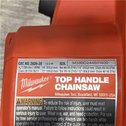 AS-IS Milwaukee FUEL 14 in. 18V Lithium-Ion Brushless Cordless Battery Top Handle Chainsaw (Tool Only)