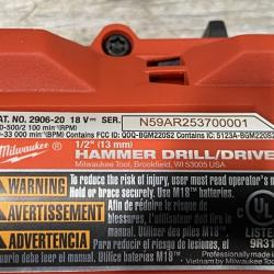 LIKE NEW - Milwaukee FUEL ONE-KEY 18V Lithium-Ion Brushless Cordless 1/2 in. Hammer Drill/Driver (Tool-Only)