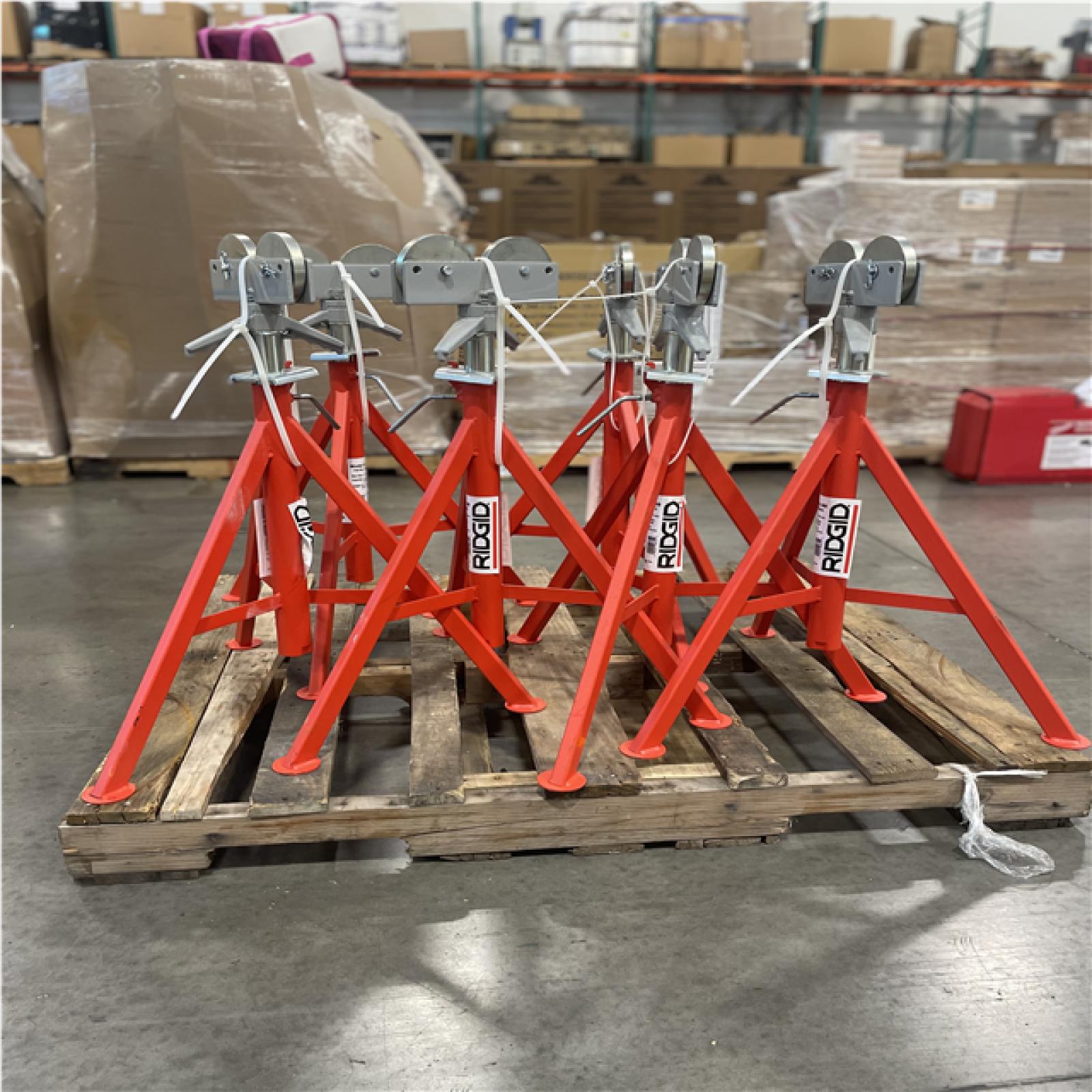 DALLAS LOCATION- NEW! RIDGID RJ-99 32 in.-55 in. Roller Head High Pipe Stand PALLET (6 UNITS)
