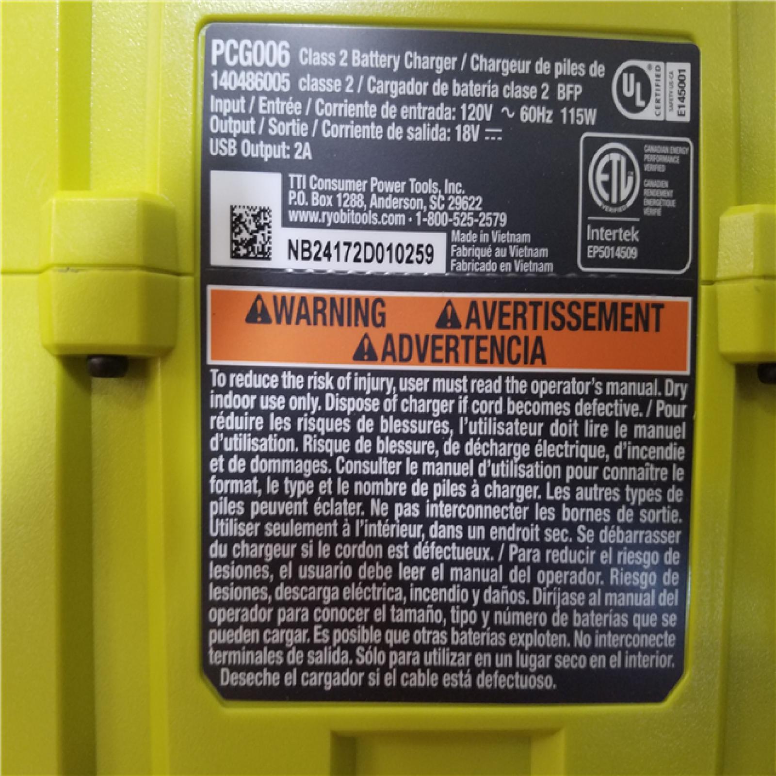 California NEW Ryobi One+ 18V 6-Port Fast Charger (Tool Only)