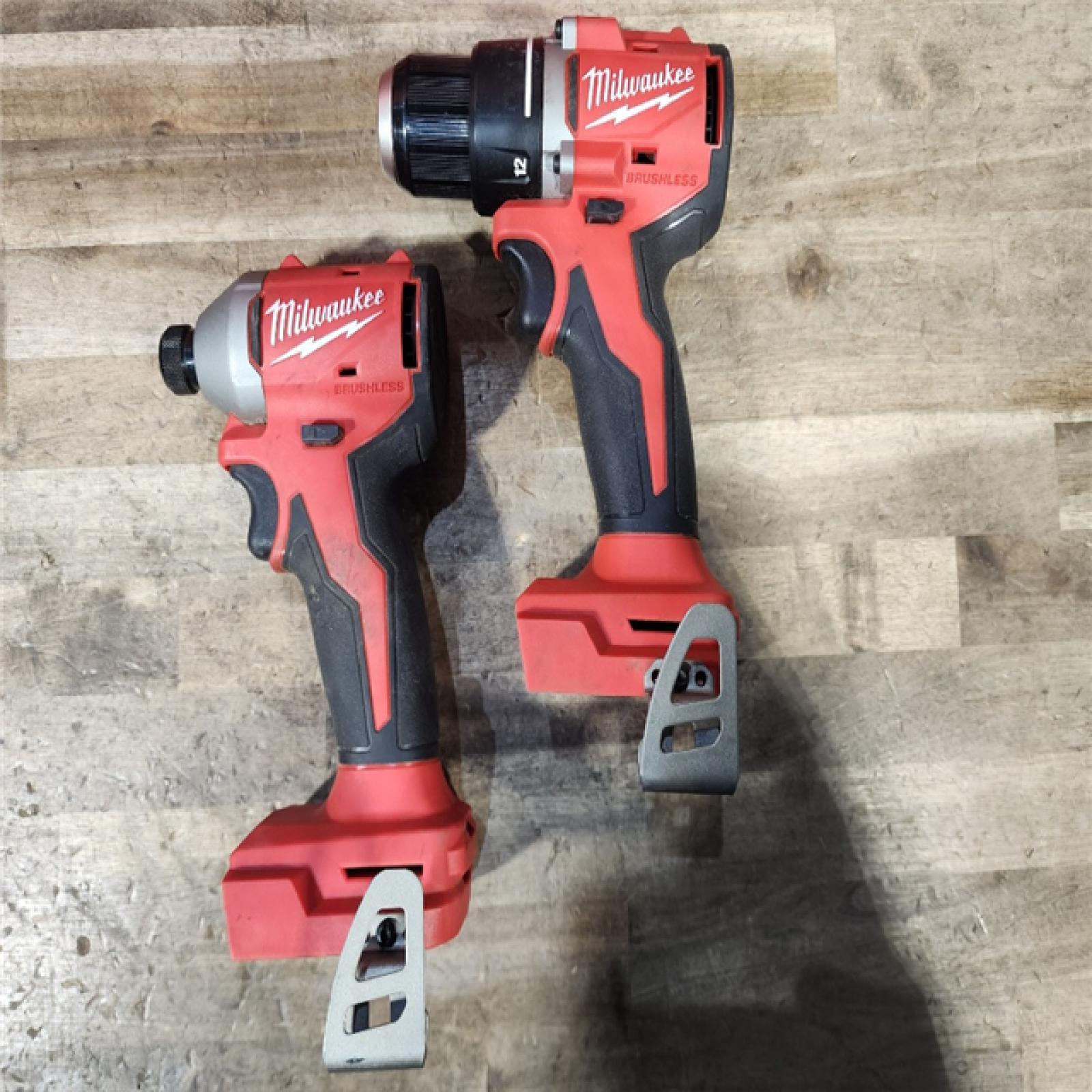 HOUSTON LOCATION - AS-IS Milwaukee M18 18V Lithium-Ion Brushless Cordless Compact Drill/Impact Combo Kit (2-Tool) W/(2) 2.0 Ah Batteries, Charger & Bag