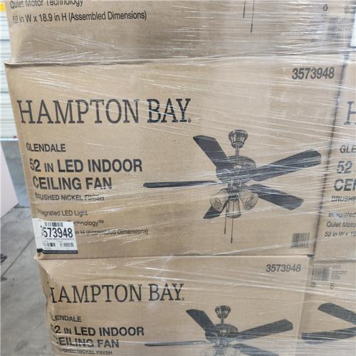 Phoenix NEW Hampton Bay Glendale 52 in. LED Indoor Brushed Nickel Ceiling Fan with Light Kit Pallet