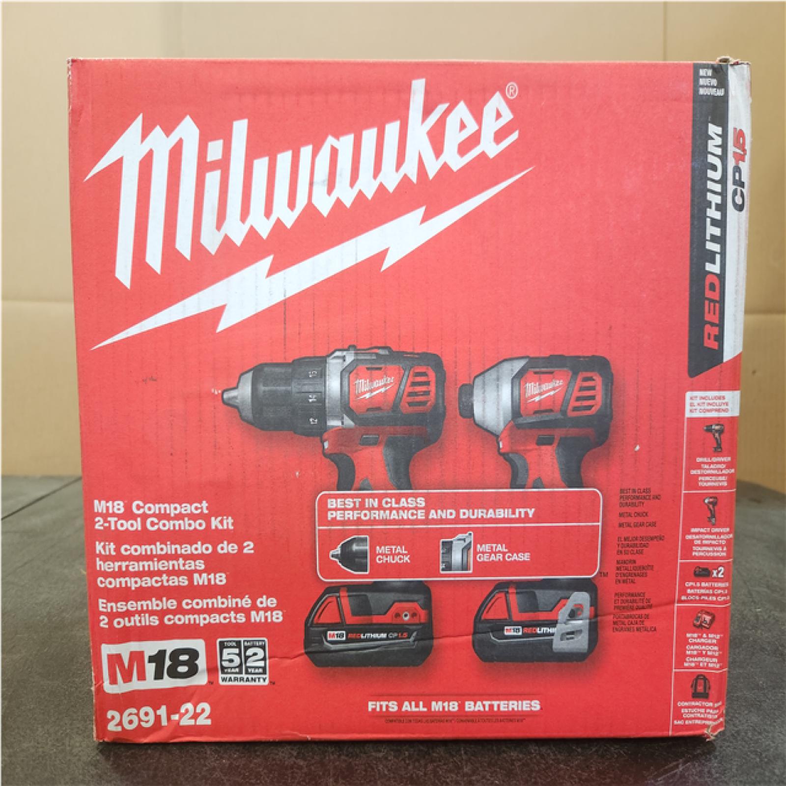 Phoenix NEW Milwaukee M18 18V Lithium-Ion Cordless Drill Driver/Impact Driver Combo Kit (2-Tool) W/ Two 1.5Ah Batteries  Charger Tool Bag (SEALED)