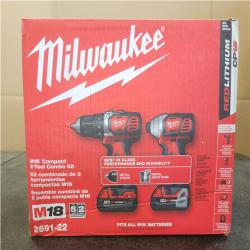 Phoenix NEW Milwaukee M18 18V Lithium-Ion Cordless Drill Driver/Impact Driver Combo Kit (2-Tool) W/ Two 1.5Ah Batteries  Charger Tool Bag (SEALED)
