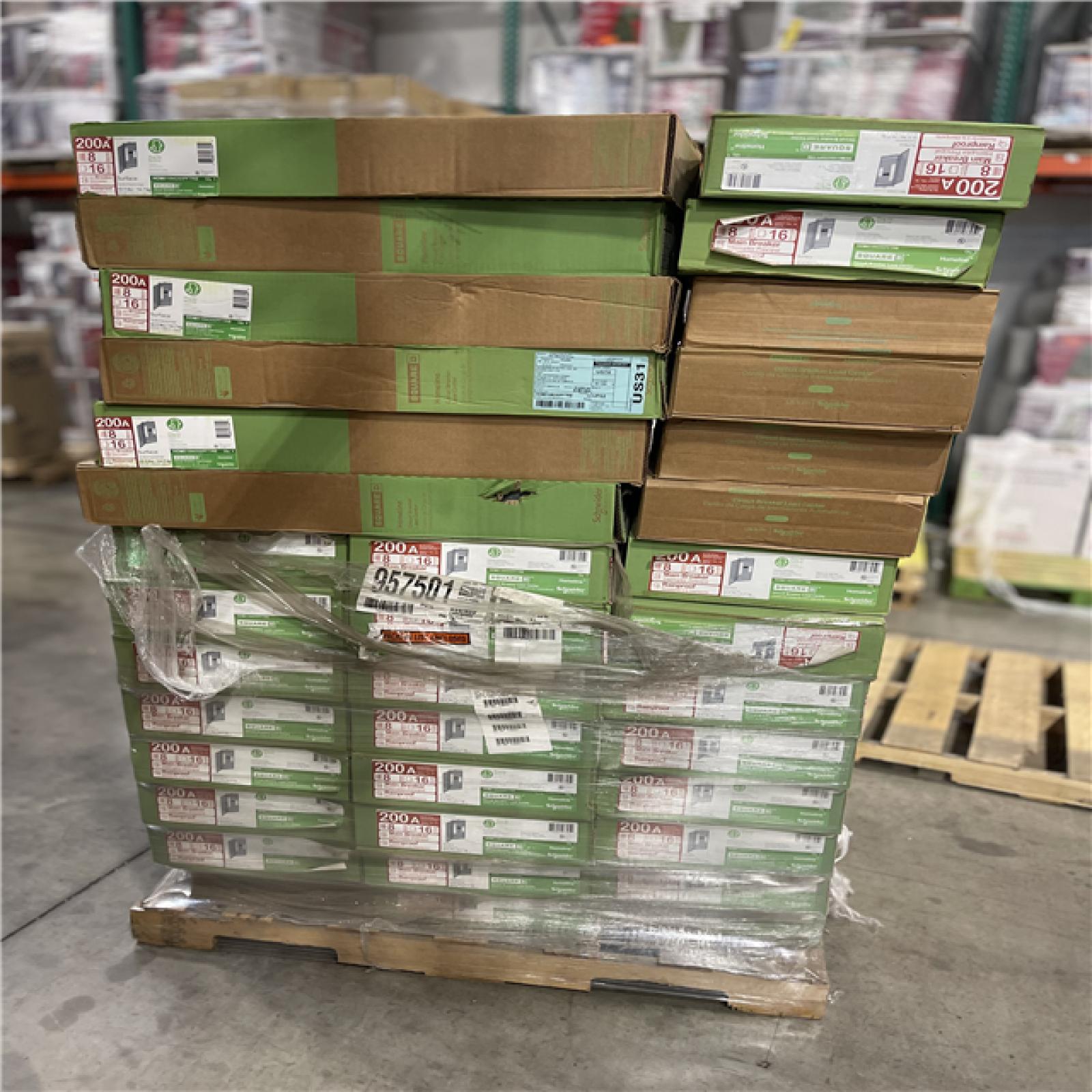 DALLAS LOCATION- Square D Homeline 200 Amp 8-Space 16-Circuit Outdoor Main Breaker Electrical Panel PALLET-(42 UNITS)