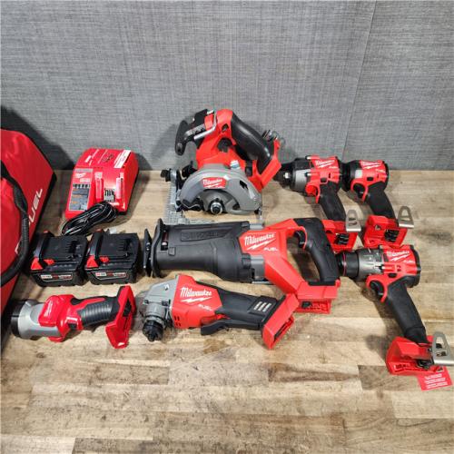 HOUSTON LOCATION - AS-IS MILWAUKEE FUEL 7 TOOL COMBO KIT W/ CHARGER & (2) BATTERY