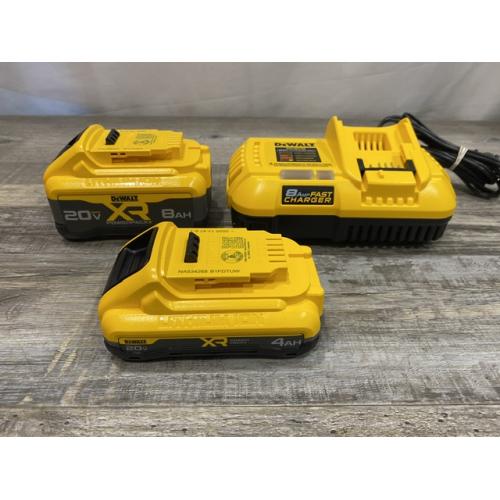 AS-IS DEWALT 20V XR Lithium-Ion Starter Pack with 8.0 Ah and 4.0 Ah Battery Packs and Charger