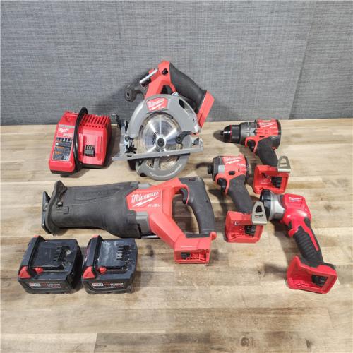 HOUSTON LOCATION - AS-IS M18 FUEL 18V Lithium-Ion Brushless Cordless Combo Kit (5-Tool) with Two 5.0 Ah Batteries, 1 Charger