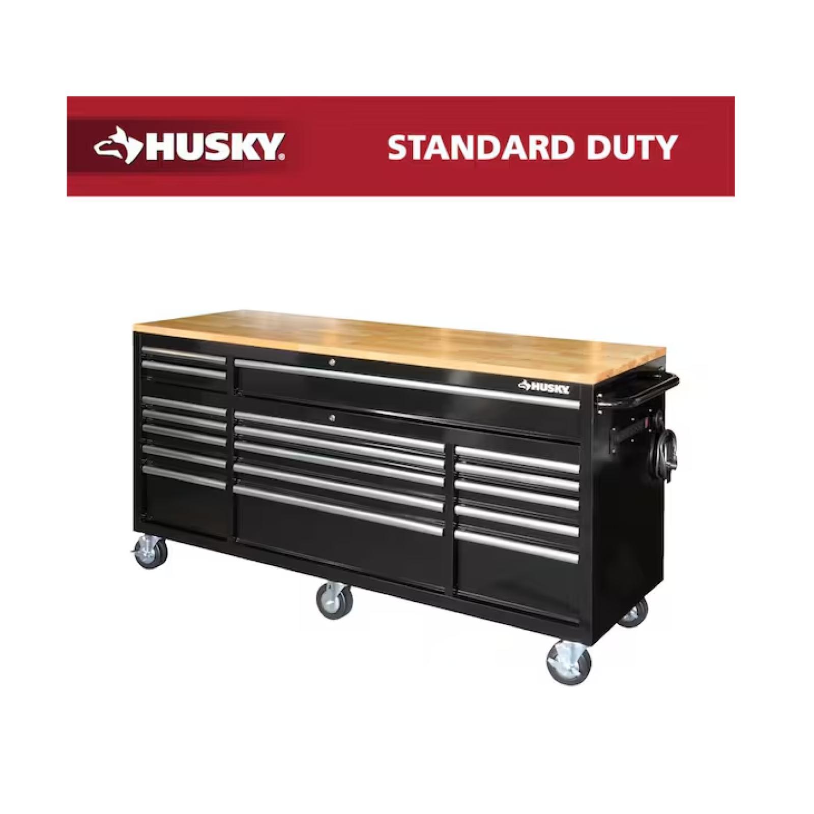 DALLAS LOCATION - Husky Tool Storage 72 in. W Standard Duty Gloss Black Mobile Workbench Tool Chest