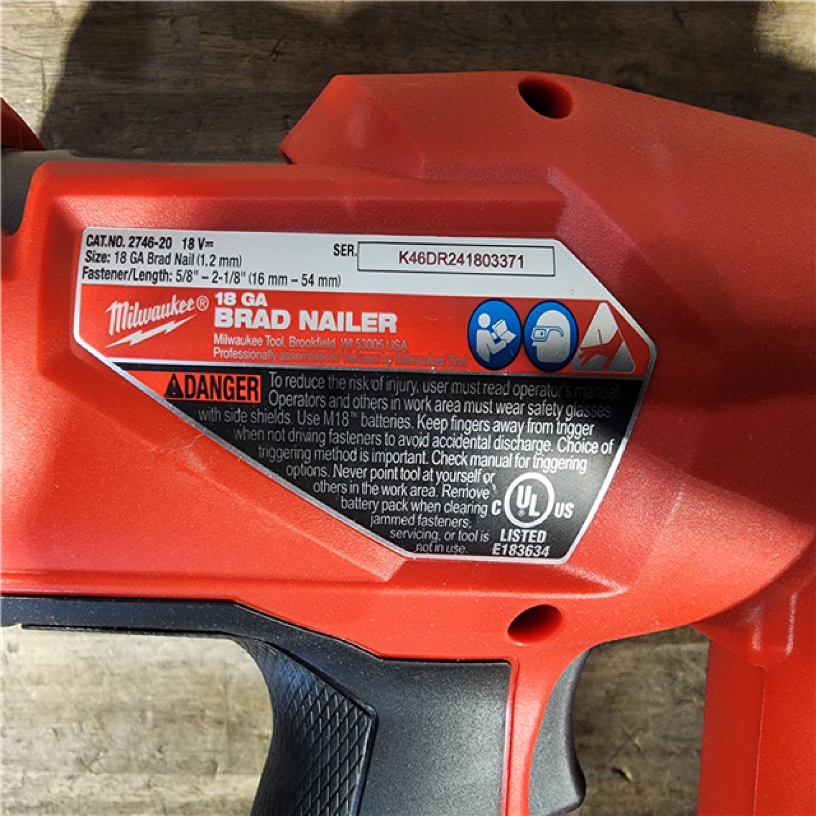 HOUSTON LOCATION - AS-IS (APPEARS LIKE NEW) Milwaukee M18 FUEL 18 Gauge Brad Nailer (TOOL ONLY)