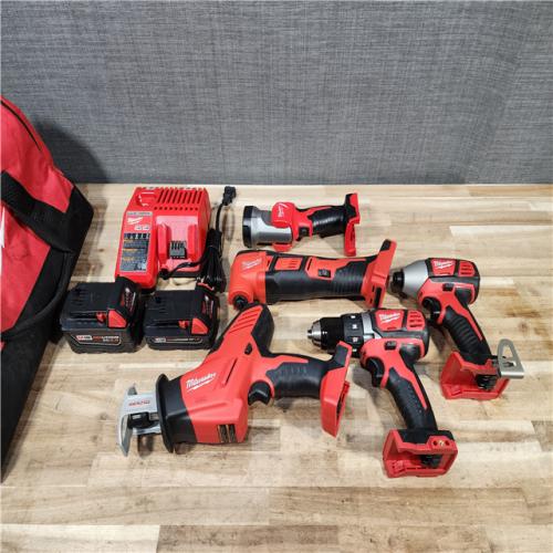 HOUSTON LOCATION - AS-IS MILWAUKEE 5 TOOL COMBO KIT W/ (2) BATTERY & CHARGER