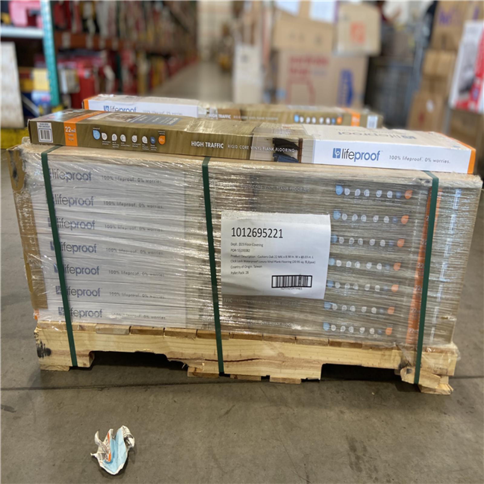 DALLAS LOCATION - Lifeproof Cashiers Oak 22 MIL x 8.98 in. W x 48.03 in. L Waterproof Click Lock Vinyl Tile Flooring (20.95 sq. ft. /case) - 30 CASES