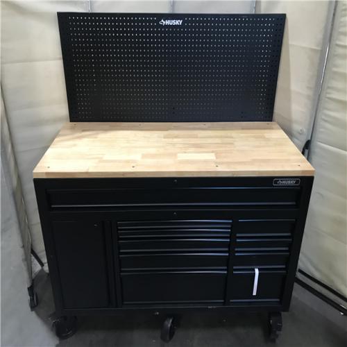 California LIKE-NEW Husky Hd 61 In. 10-Drawer 1-Door 24 In. mobile Workbench With Pegboard And Shelf