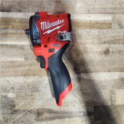 HOUSTON LOCATION - AS-IS (APPEARS LIKE NEW) Milwaukee M12 FUEL 12V Li-Ion Brushless Cordless Stubby 3/8 in. Impact Wrench Kit W/(1) 5.0 Ah High Output Battery