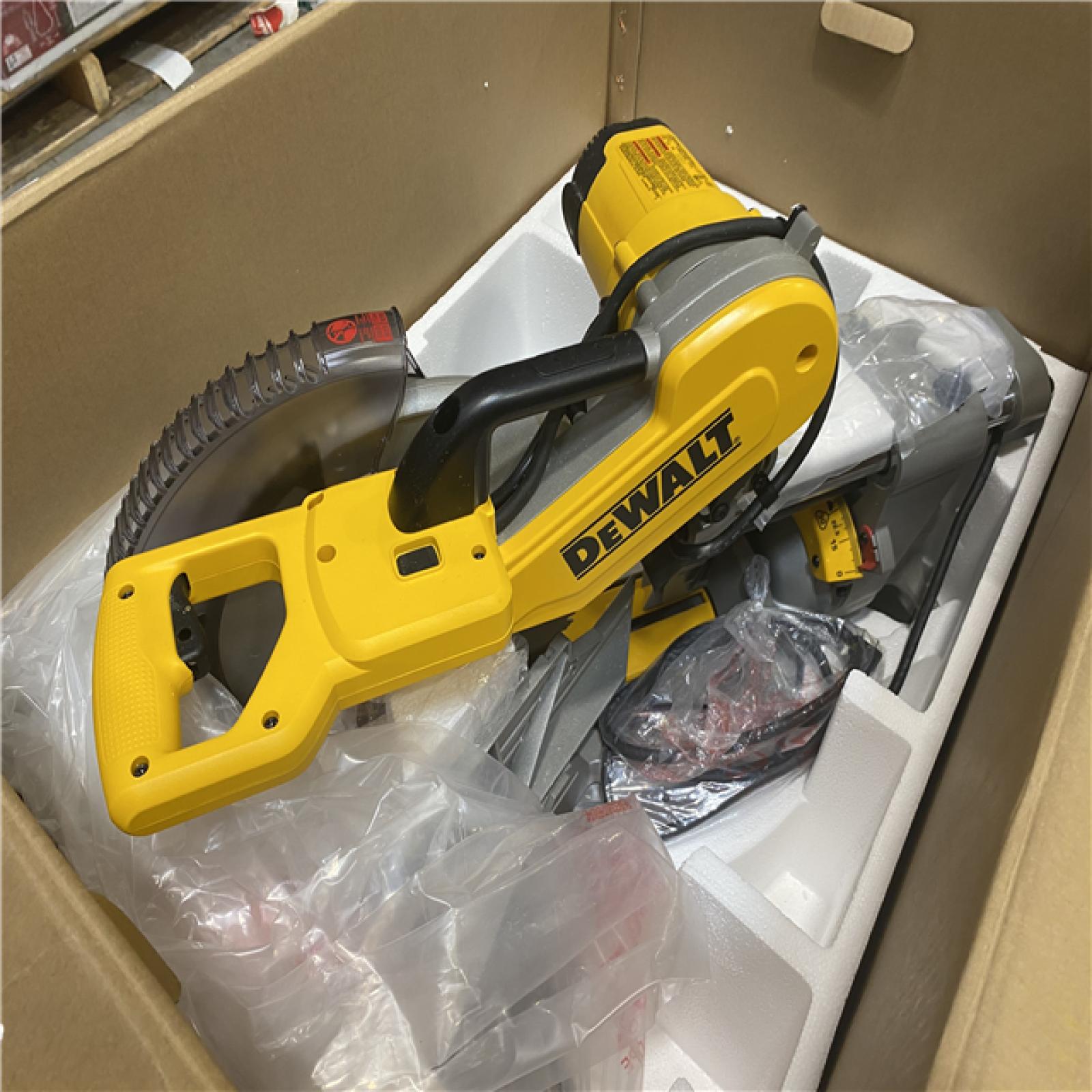 As-Is- DEWALT 15 Amp Corded 12 in. Double Bevel Sliding Compound Miter Saw