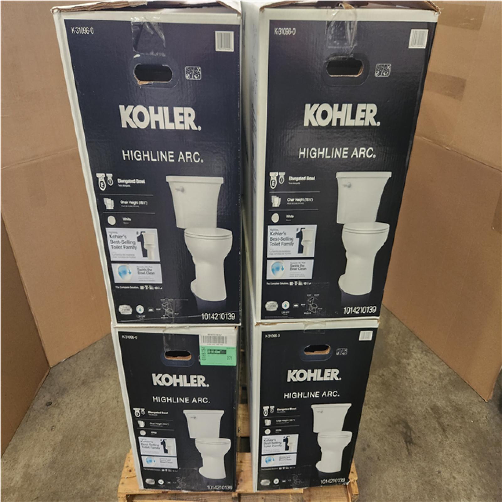 Phoenix NEW 6 KOHLER Highline Arc 2-Piece 1.28 GPF Single Flush Elongated Toilet in White (Seat Included) MUST INSPECT ON SITE