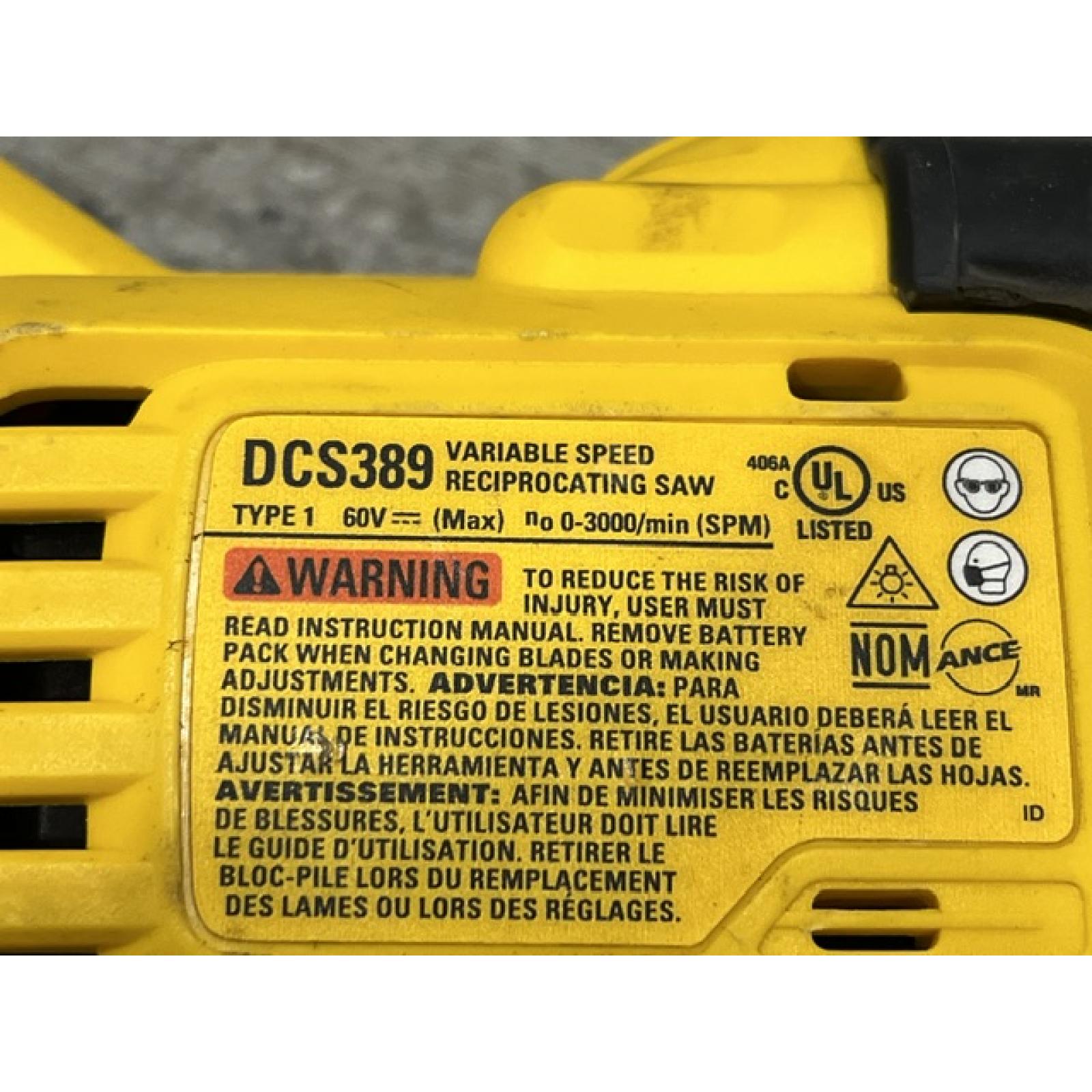 AS-IS DEWALT FLEXVOLT 60V MAX Cordless Brushless Reciprocating Saw (Tool Only)