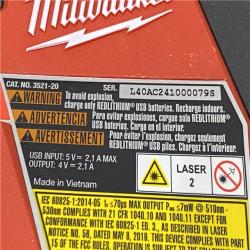 AS-IS Milwaukee 100 ft. REDLITHIUM Lithium-Ion USB Green Rechargeable Cross Line Laser Level Kit