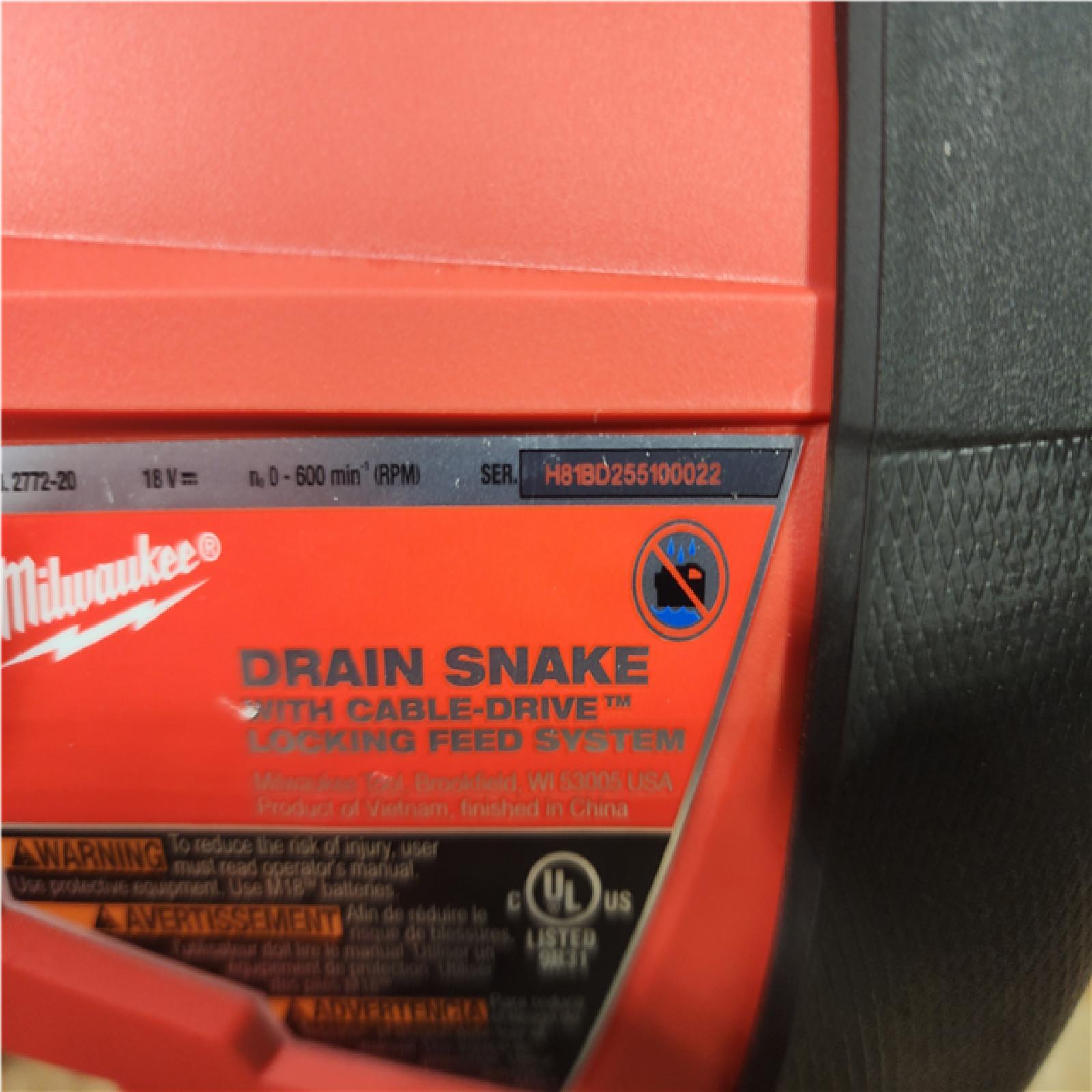 Houston Location AS-IS Milwaukee FUEL 18-Volt Lithium-Iron Cordless Plumbing Drain Snake Auger Kit