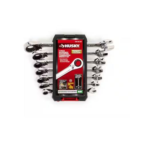 NEW! - Husky Reversible Ratcheting MM Combination Wrench Set (7-Piece) - 12 UNITS