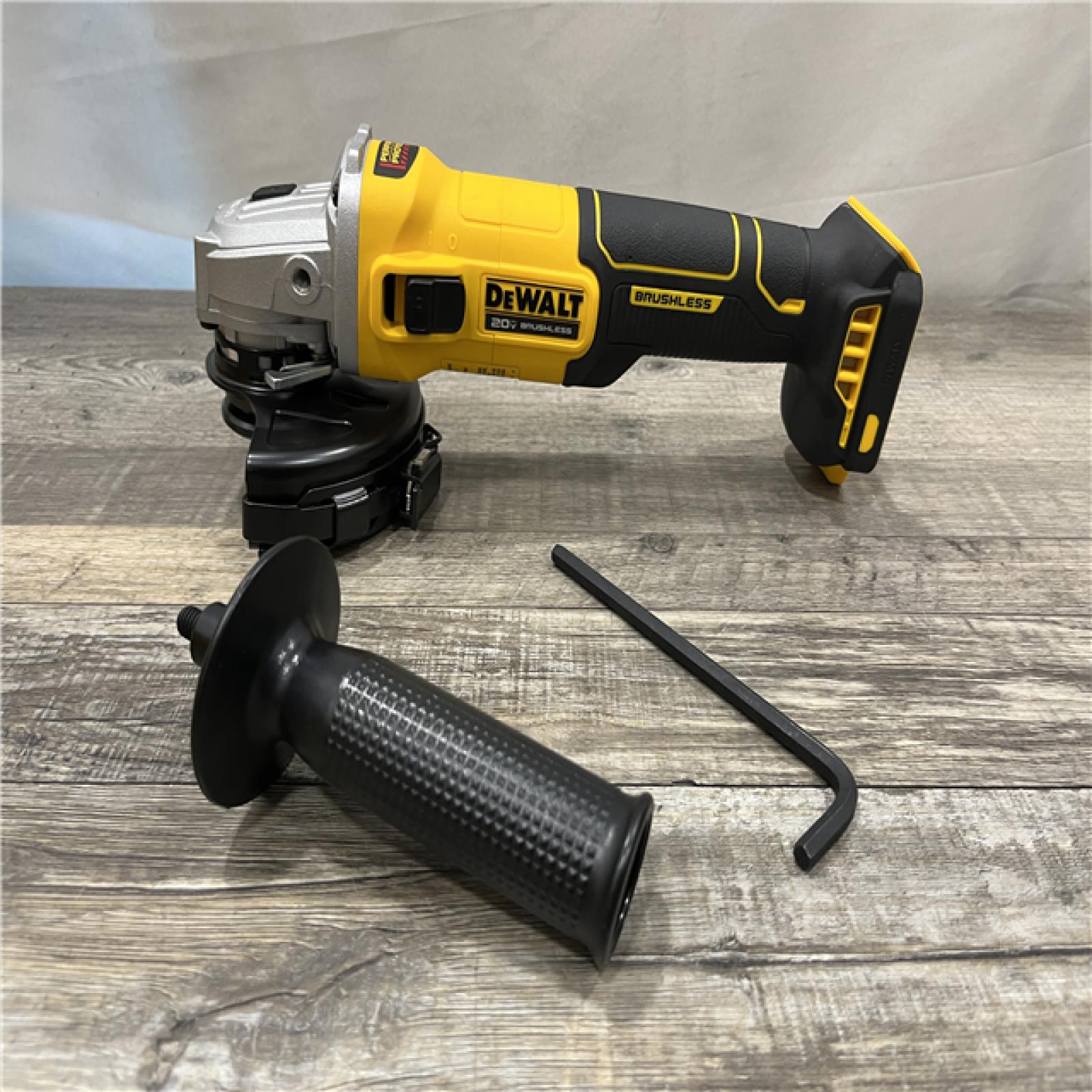 AS-IS DEWALT 20-Volt MAX Cordless Brushless 4-1/2 in. Angle Grinder with Slide Switch (Tool Only)