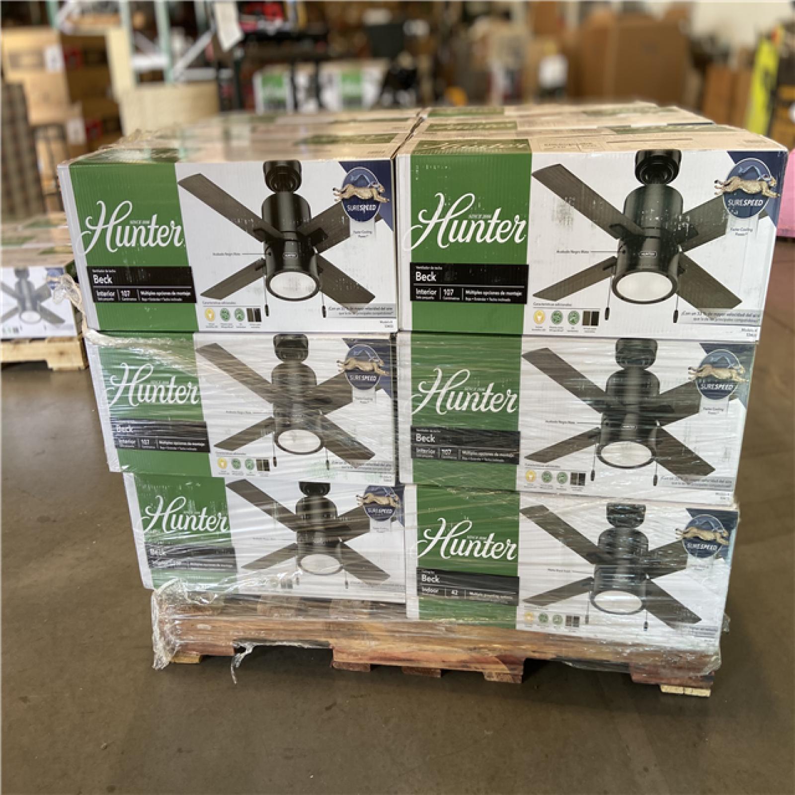DALLAS LOCATION - Hunter Beck 42 in. LED Indoor Matte Black Ceiling Fan with Light (18 units)