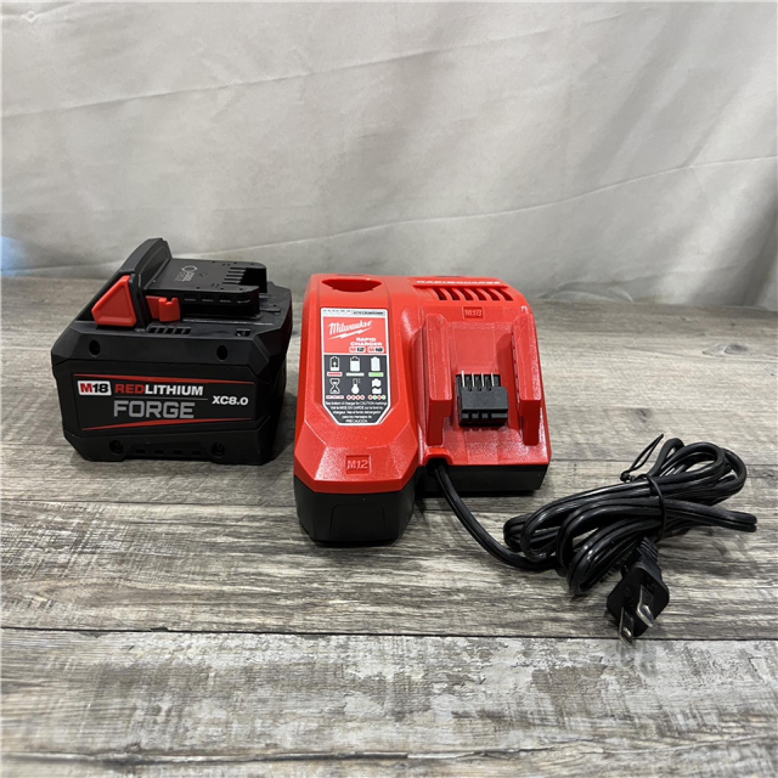 AS-IS Milwaukee 18-Volt Lithium-Ion REDLITHIUM FORGE Starter Kit with 8.0Ah Battery and Rapid Charger