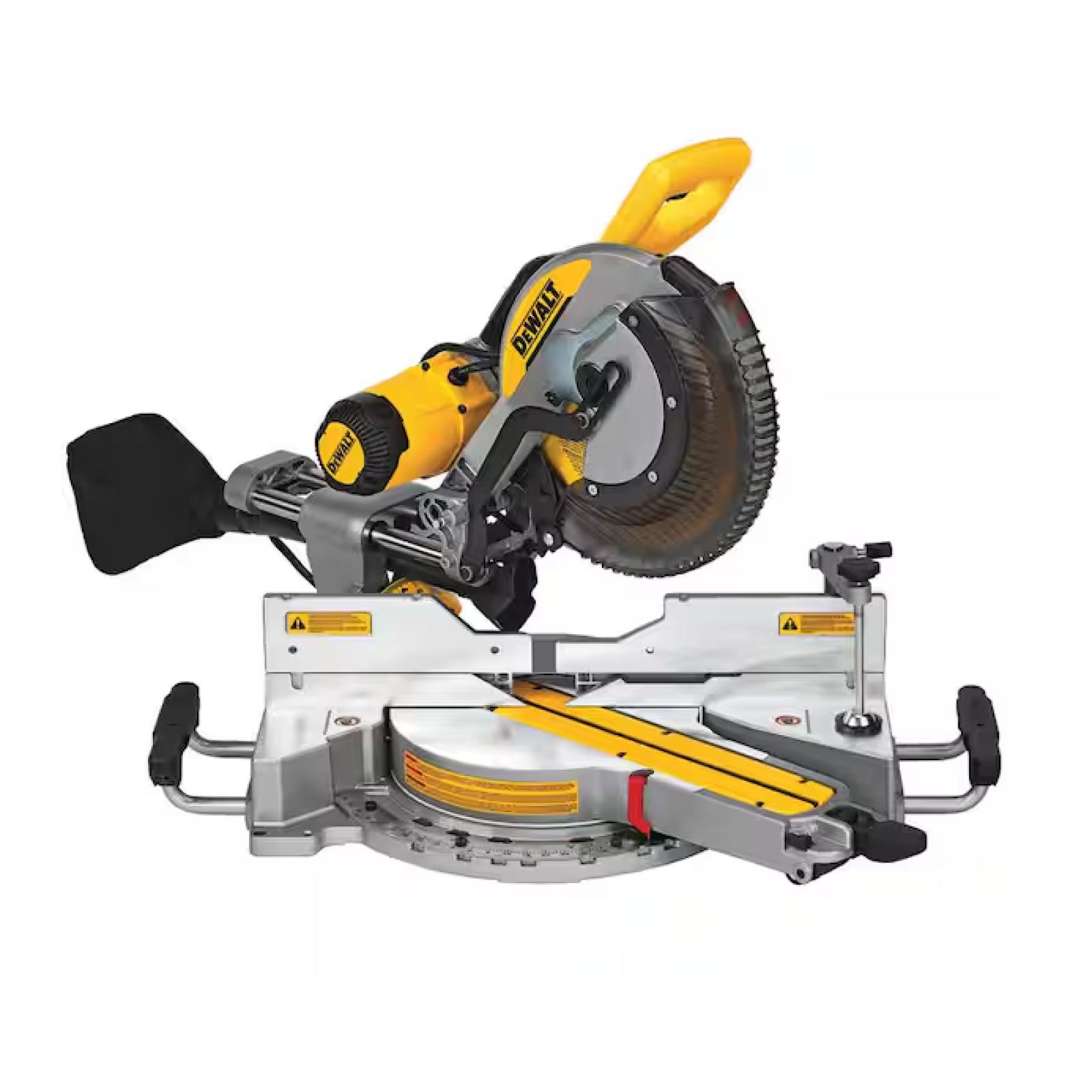 DALLAS LOCATION - DEWALT 15 Amp Corded 12 in. Double Bevel Sliding Compound Miter Saw, Blade Wrench and Material Clamp