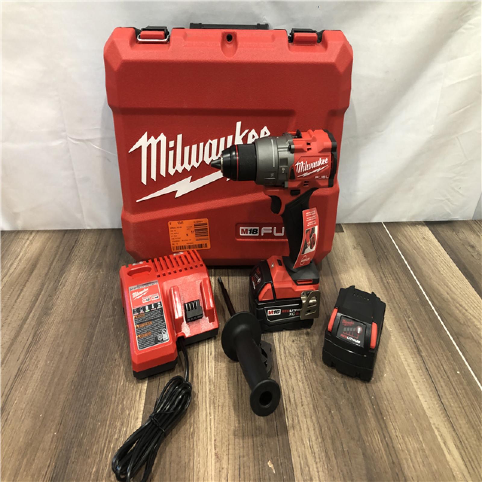 AS-IS Milwaukee FUEL 18V Lithium-Ion Brushless Cordless 1/2 in. Hammer Drill Driver Kit