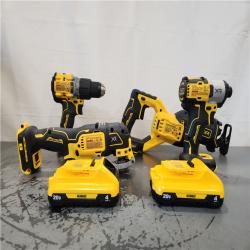 AS-IS- DEWALT 20-Volt Maximum Lithium-Ion Cordless 4-Tool Combo Kit with (2) 4 Ah Batteries and Charger