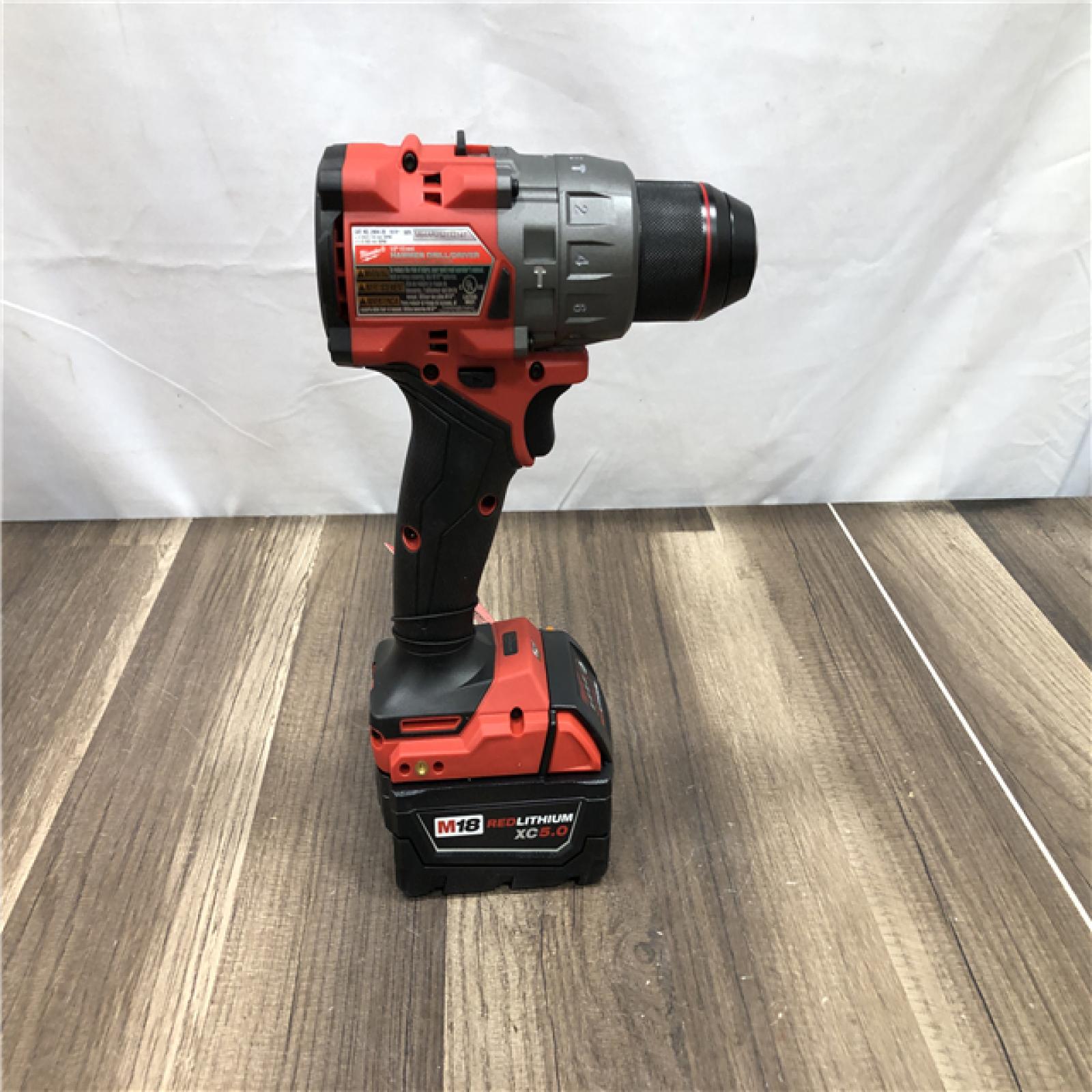 AS-IS Milwaukee  FUEL 18V Lithium-Ion Brushless Cordless 1/2 in. Hammer Drill Driver Kit