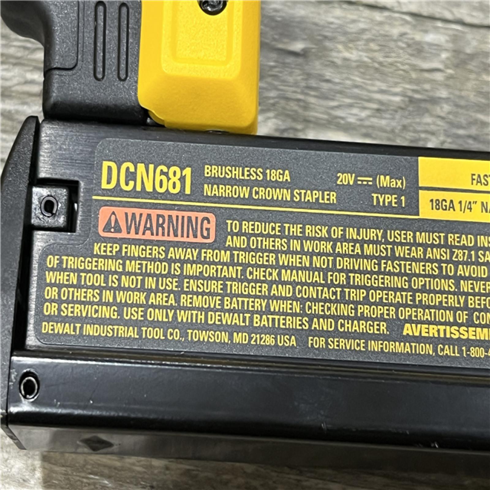 AS-IS DEWALT 20V MAX XR Lithium-Ion Cordless 18-Gauge Narrow Crown Stapler Kit