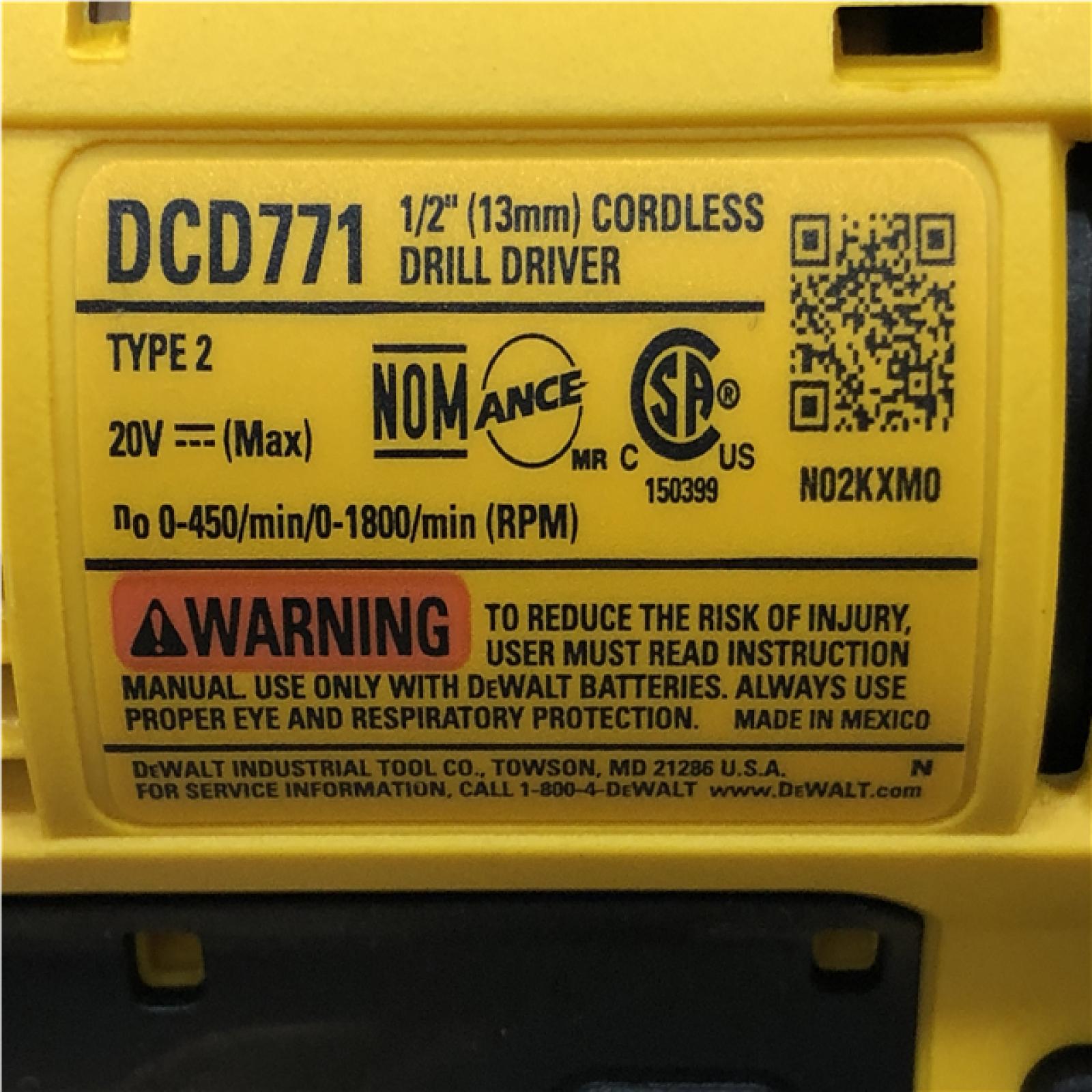 AS-IS DEWALT 20V MAX Cordless 1/2 in. Drill/Driver Kit