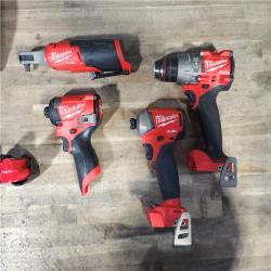 HOUSTON LOCATION - AS-IS MILWAUKEE 4 TOOL COMBO KIT W/ (4) BATTERY & CHARGER