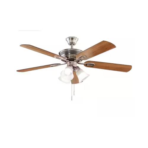 DALLAS LOCATION - Hampton Bay Glendale III 52 in. LED Indoor Brushed Nickel Ceiling Fan with Light and Pull Chains (20 UNITS)