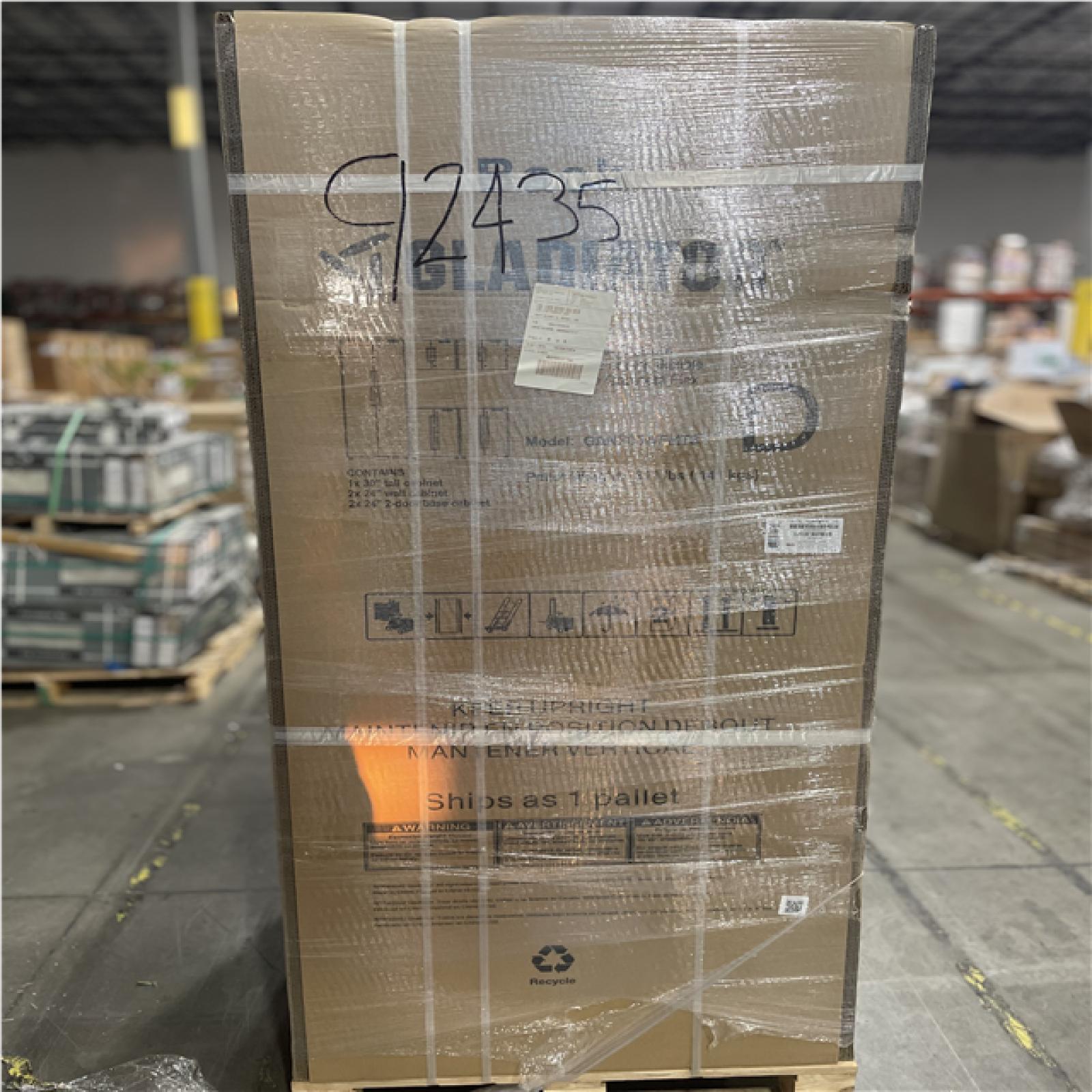 DALLAS LOCATION- NEW! Gladiator Flex 78in W x 75 in H x 19in D Pre-Assembled 24 Gauge Welded Steel 5-Piece Garage System in Silver Tread (2 SETS)