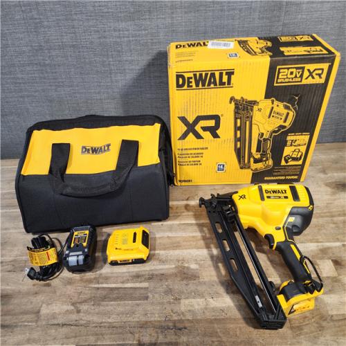 HOUSTON LOCATION - AS-IS DeWalt 20V 16 Gauge Cordless Angled Finish Nailer Kit W/ 2Ah Battery