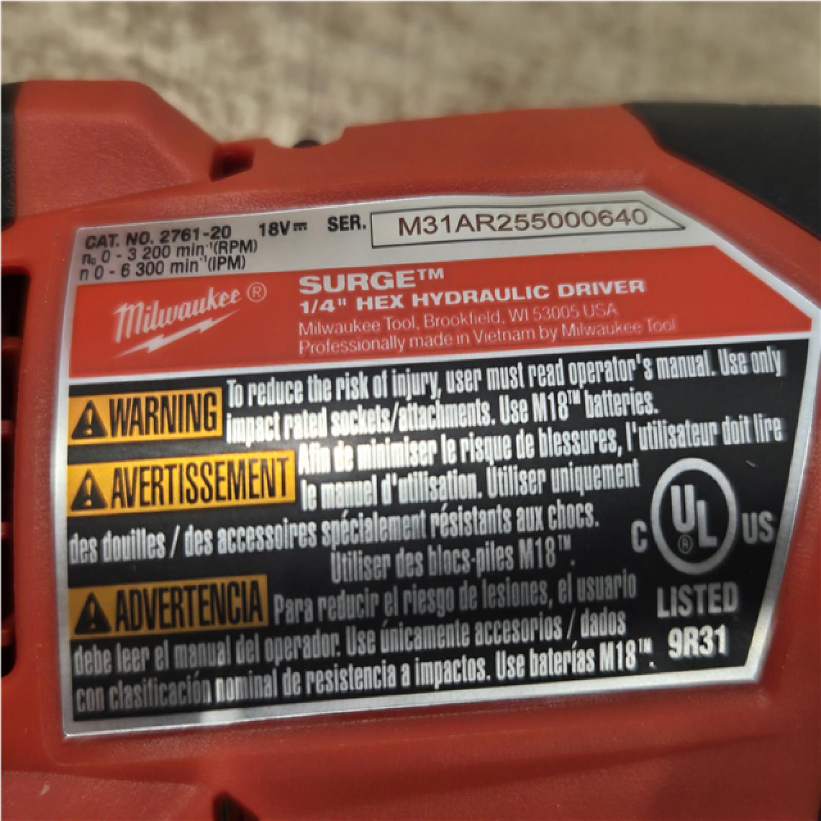 AS-IS  Milwaukee FUEL SURGE 18V Lithium-Ion Brushless Cordless 1/4 in. Hex Impact Driver (Tool-Only)